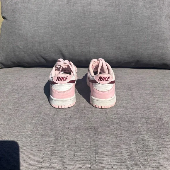 Nike Dunk Low Pink White with Maroon Swoosh - Picture 2 of 5
